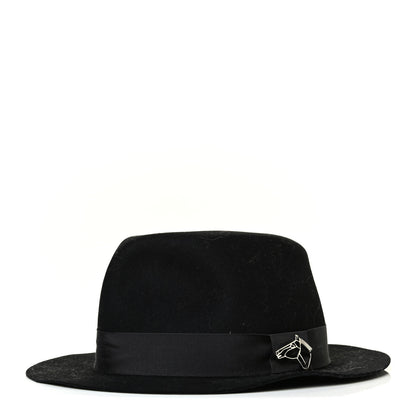 Hermes Rabbit Felt Silk Lucky Charms Hat 58 Black 1 of 6