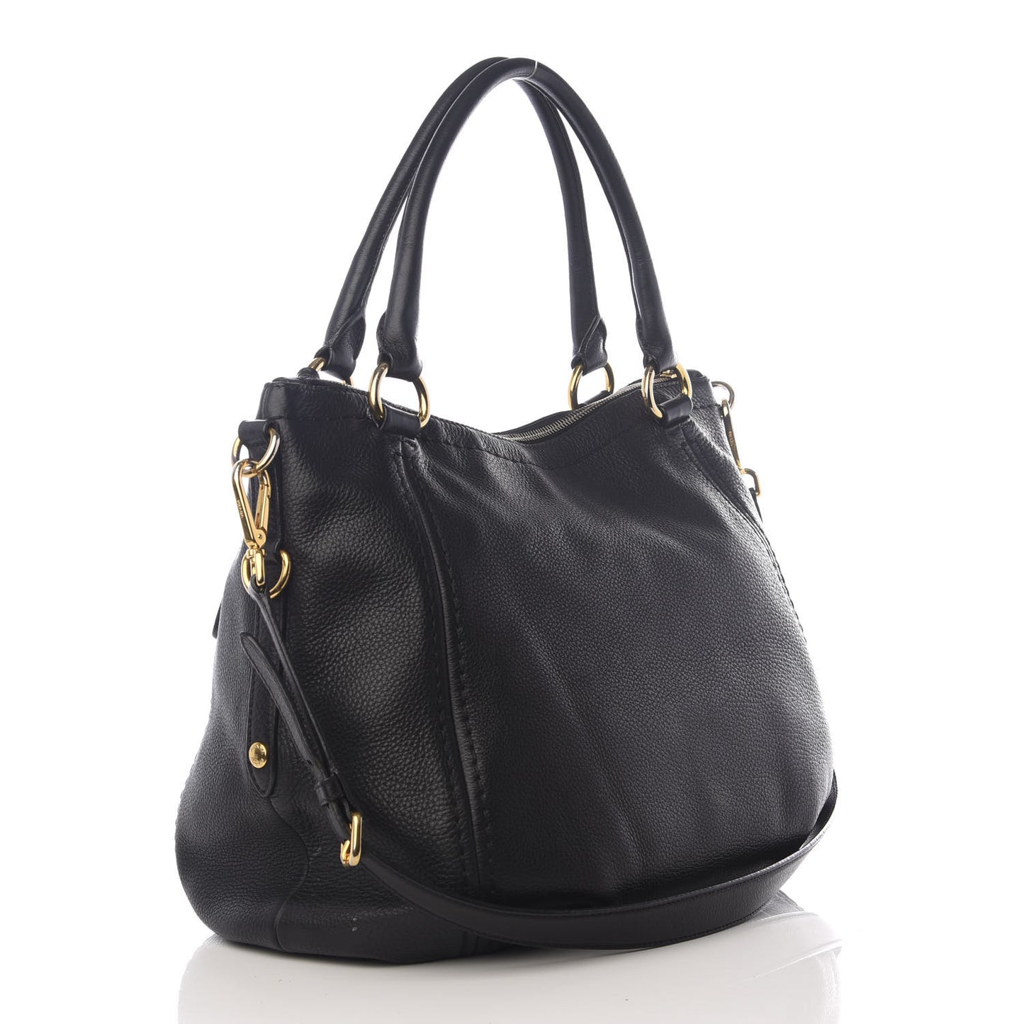 Vitello Daino Shoulder Bag Black