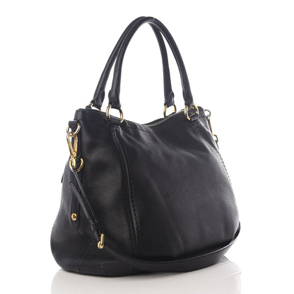 Prada Vitello Daino Shoulder Bag Black 2 of 8