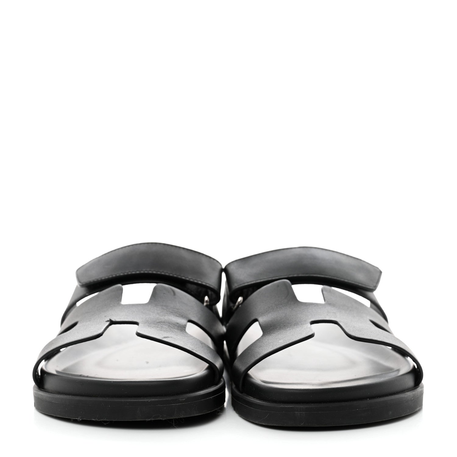 Hermes Calfskin Womens Chypre Sandals 38.5 Black 2 of 9