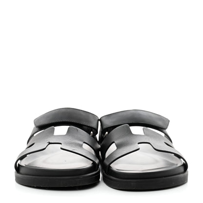 Hermes Calfskin Womens Chypre Sandals 38.5 Black 2 of 9