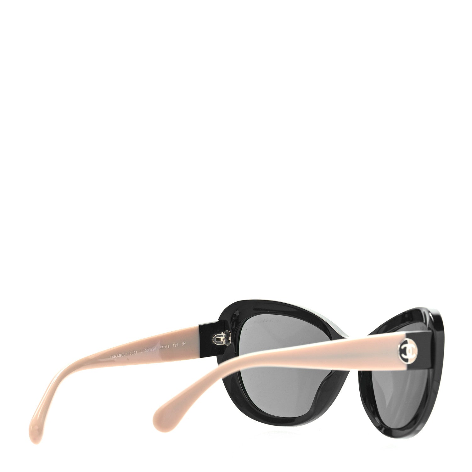 Chanel Acetate Cat Eye Sunglasses 5321 Black Beige 3 of 7