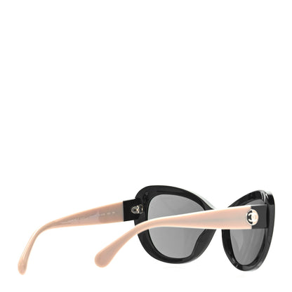 Chanel Acetate Cat Eye Sunglasses 5321 Black Beige 3 of 7