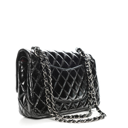 Chanel Distressed Patent Quilted Medium Double Flap Black 3 of 7