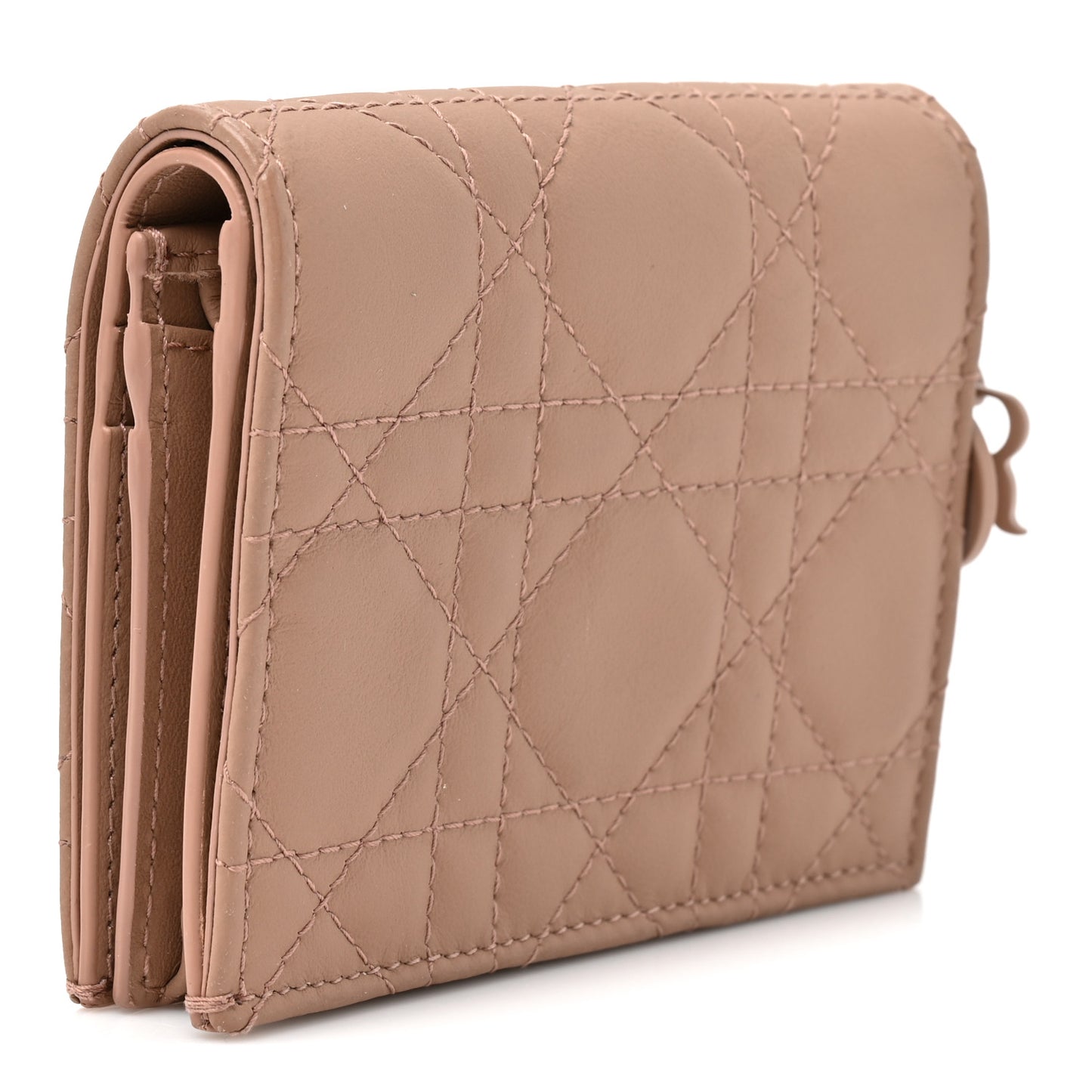 Ultra Matte Calfskin Cannage Mini Lady Dior Wallet Beige