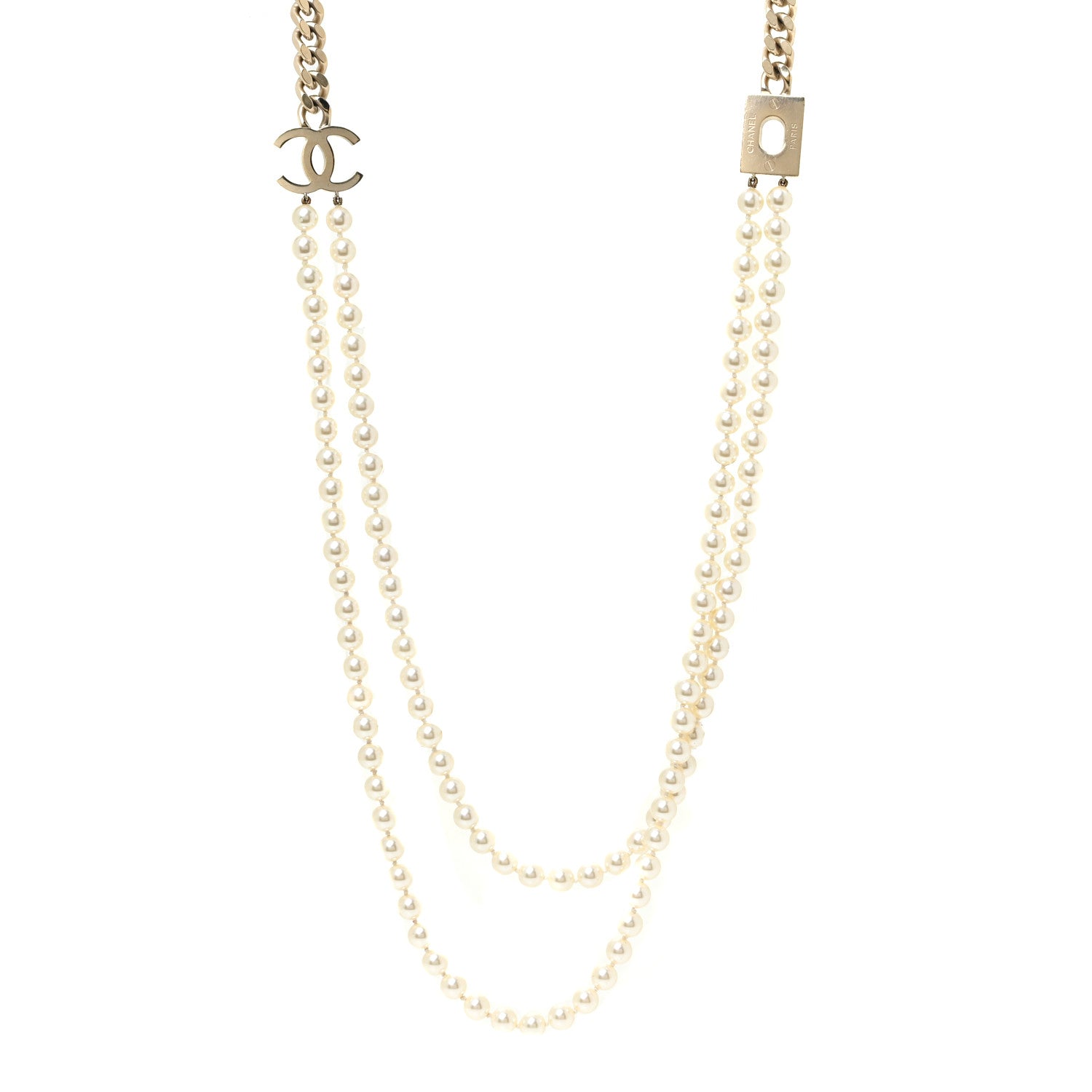 Chanel Pearl Chain CC Long Necklace Gold 1 of 6