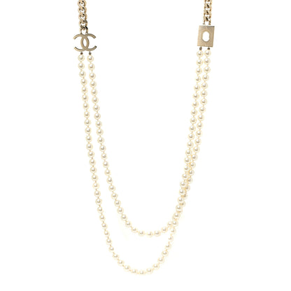 Chanel Pearl Chain CC Long Necklace Gold 1 of 6