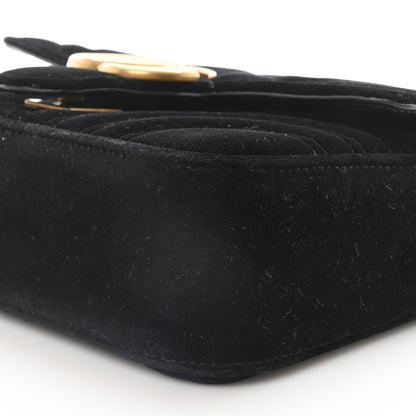Gucci Velvet Matelasse Mini GG Marmont Shoulder Bag Black 10 of 11