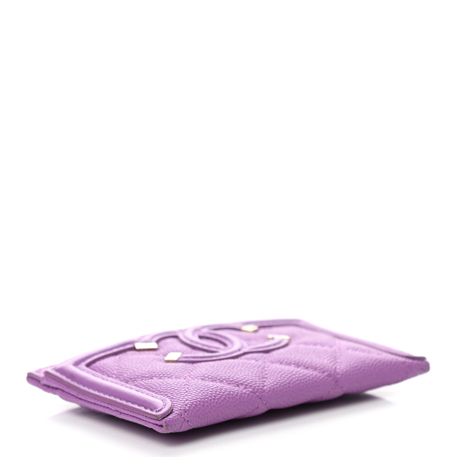 Chanel Caviar Quilted Filigree Card Holder Purple 4 of 10