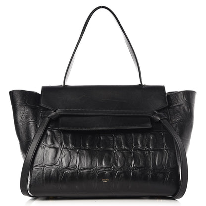 Celine Calfskin Crocodile Embossed Small Belt Bag Black 1 of 7