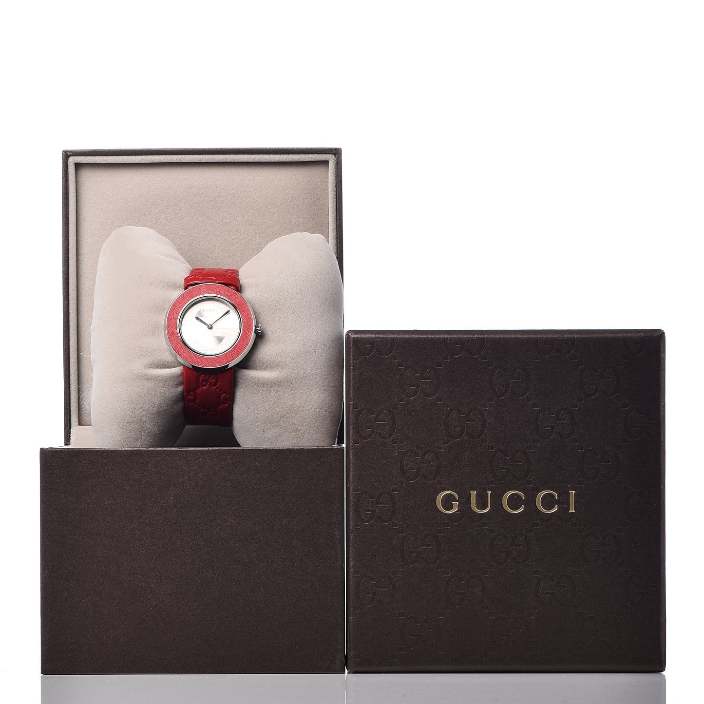 Stainless Steel Calfskin 36mm U-Play Quartz Watch Red