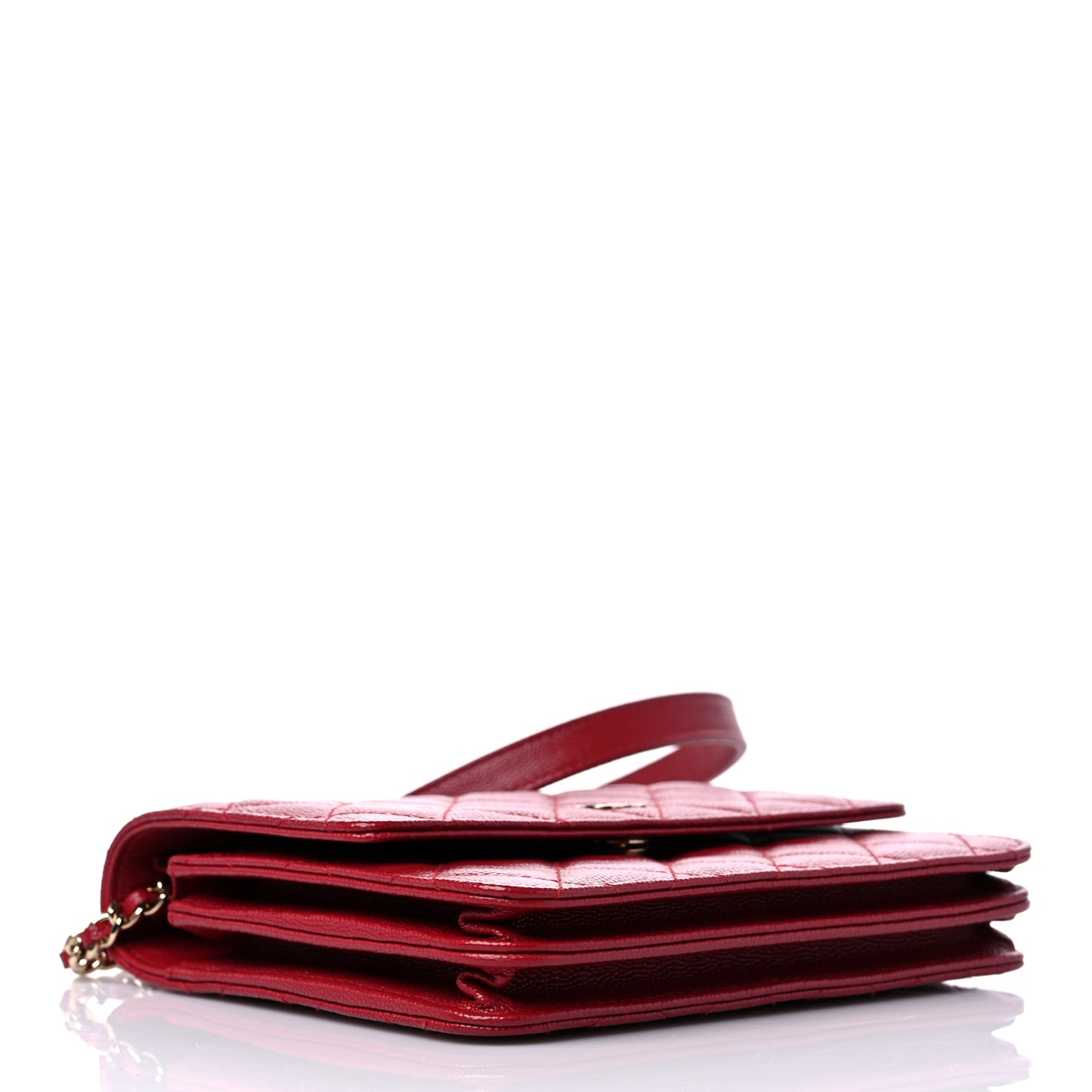 Caviar Quilted Square Wallet On Chain WOC Dark Red