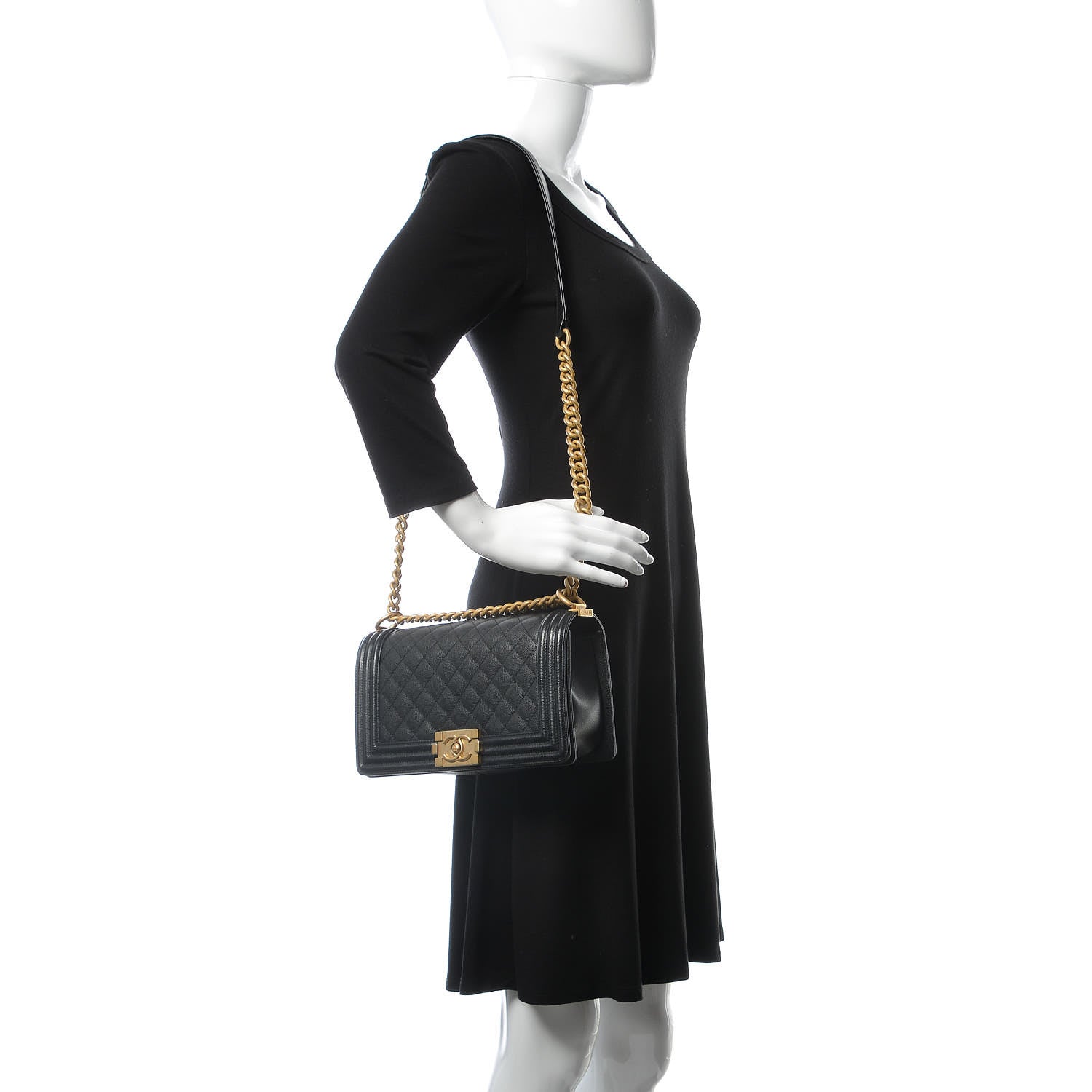 Chanel Caviar Quilted Medium Boy Flap Black 2 of 16