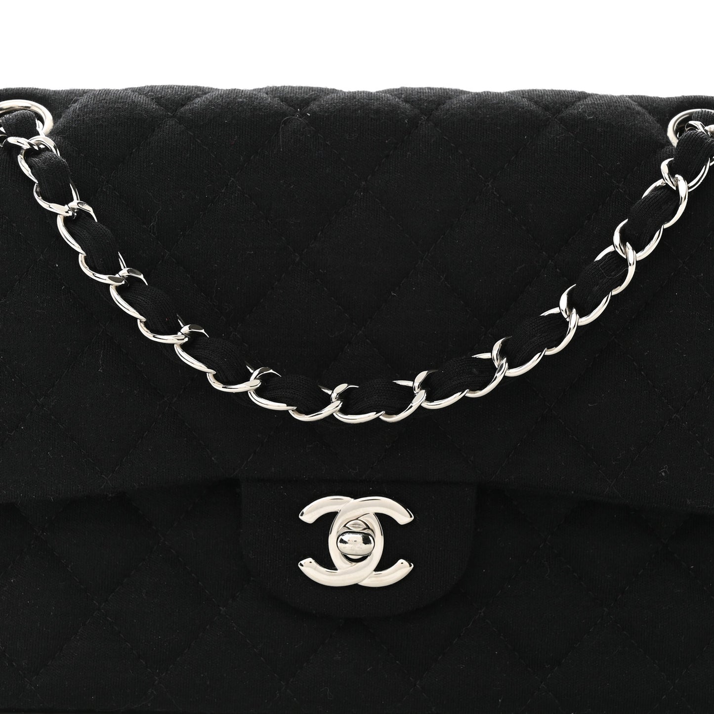 Jersey Quilted Medium Double Flap Black