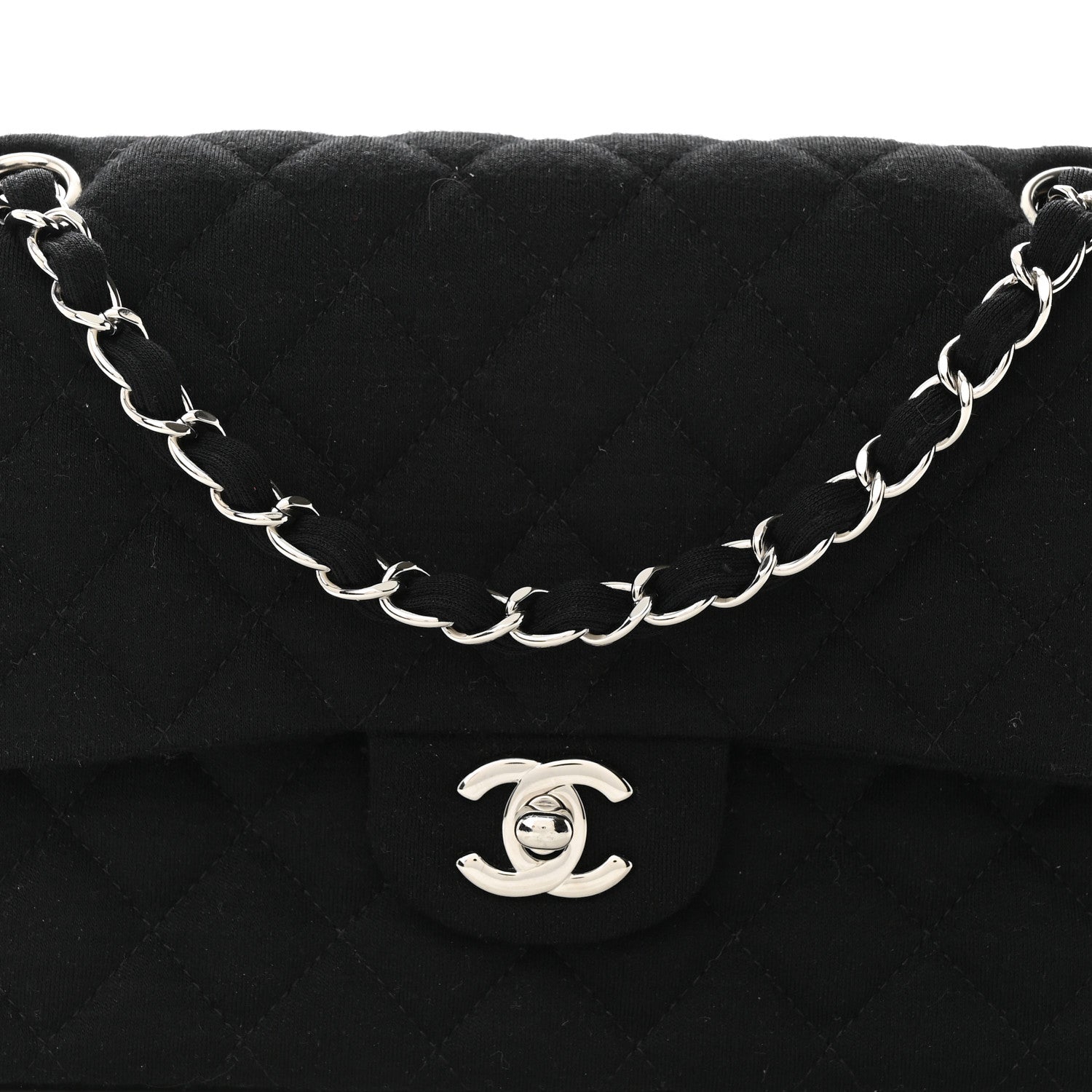 Chanel Jersey Quilted Medium Double Flap Black 8 of 10
