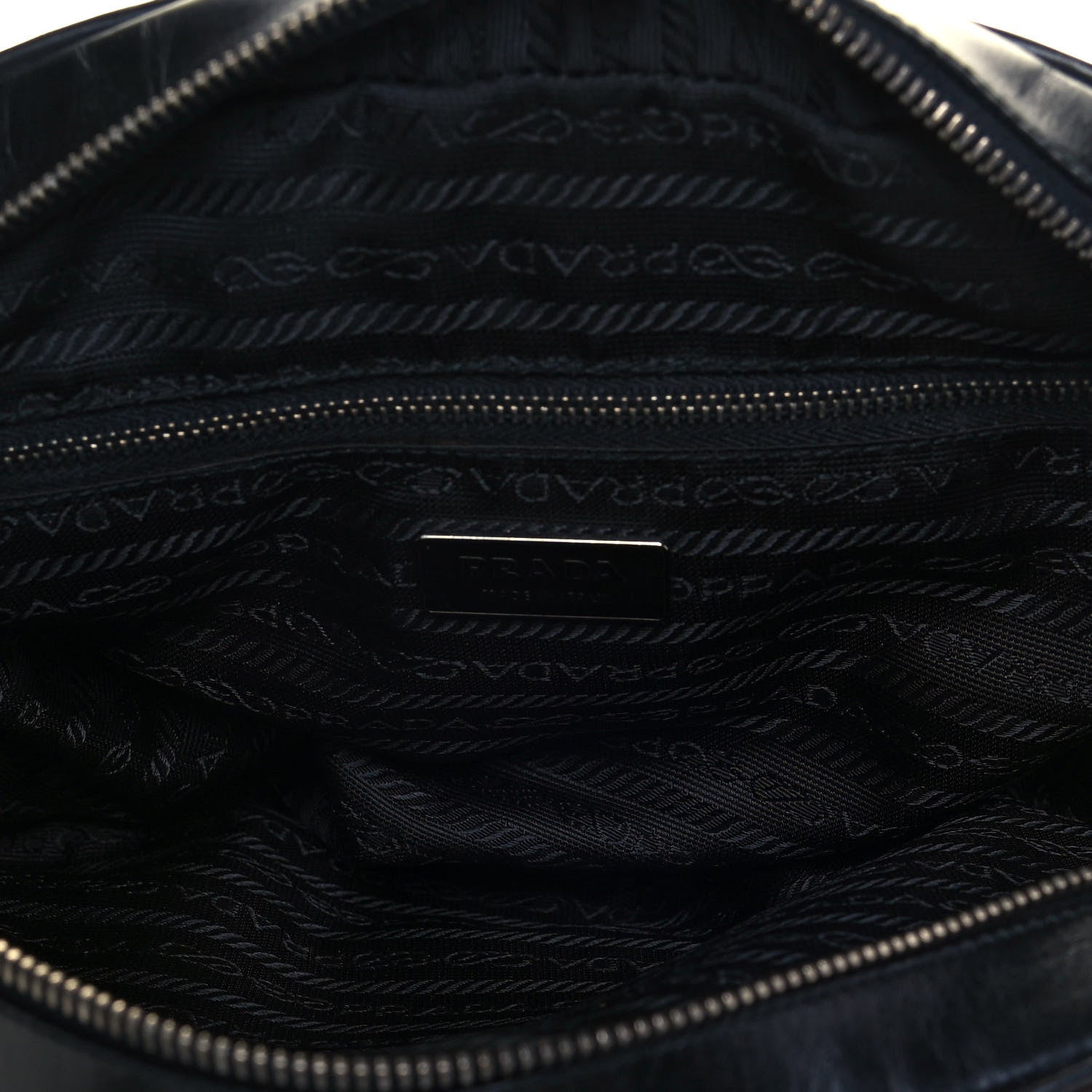 Prada Nylon Calfskin Shoulder Bag Brown Black 5 of 11