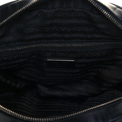 Prada Nylon Calfskin Shoulder Bag Brown Black 5 of 11
