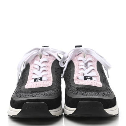 Chanel Tweed Suede Calfskin CC Sneakers 41 Gray Pink 2 of 8