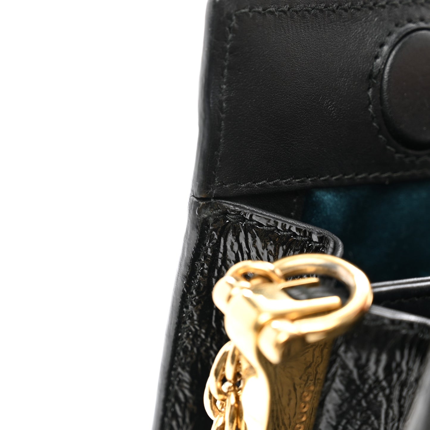 Suede Patent Web Dragon Embroidered Small Ophidia Chain Shoulder Bag Blue Black