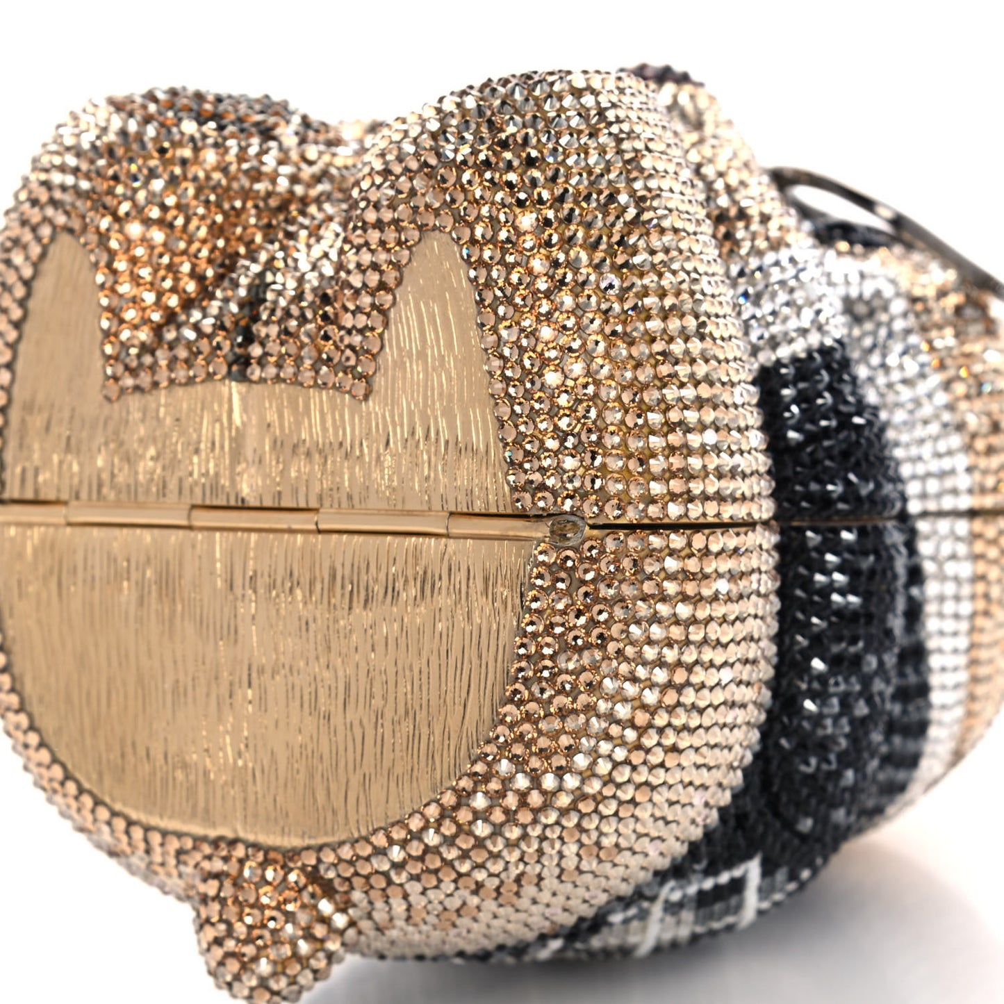 Crystal Spencer Teddy Bear Minaudiere Clutch Gold Brown
