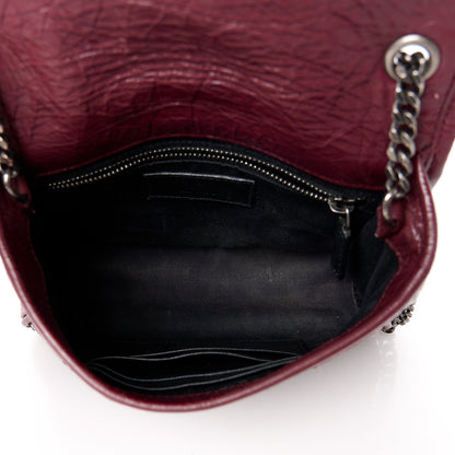 Saint Laurent Crinkled Calfskin Matelasse Monogram Niki Chain Wallet Dark Legion Red 5 of 11