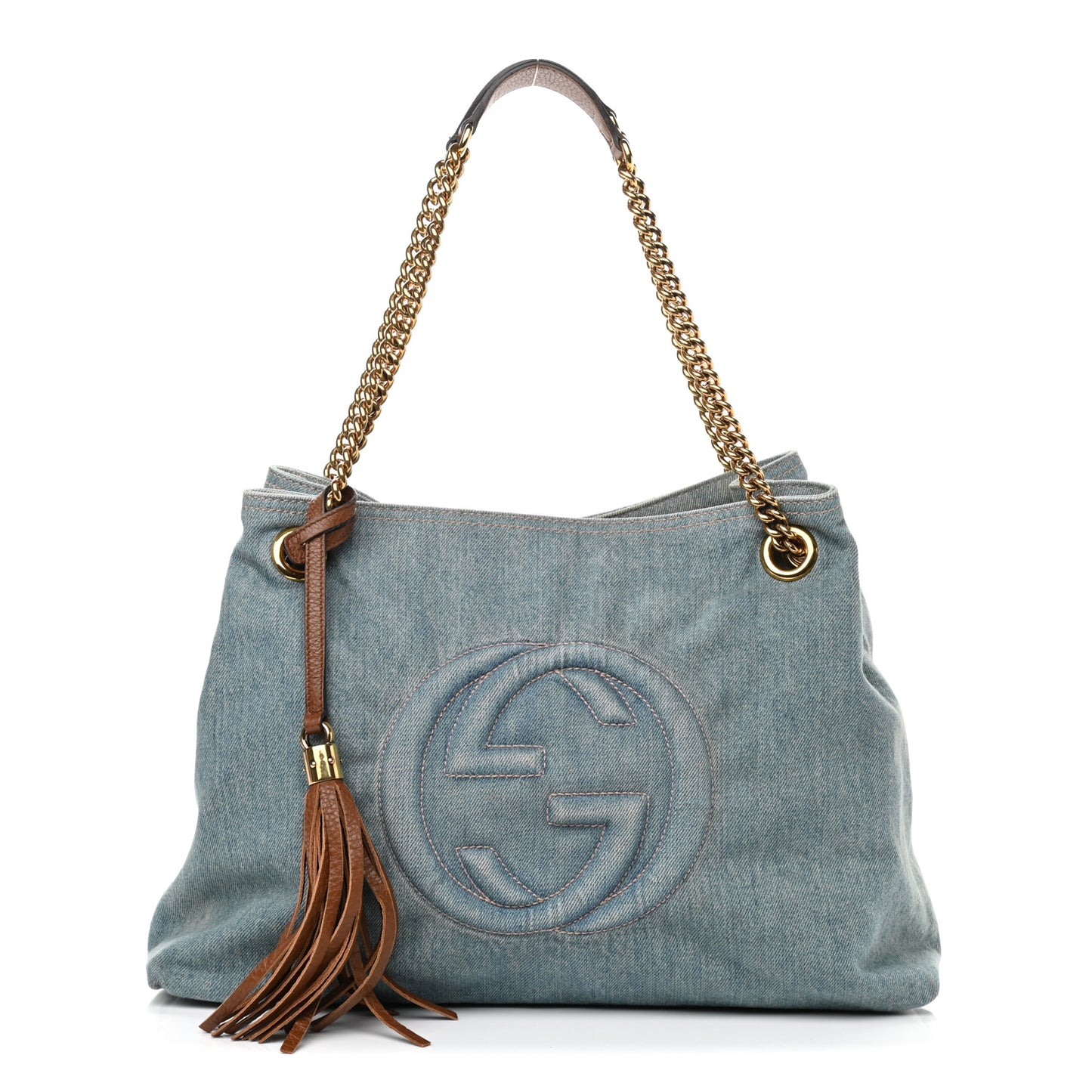 Denim Medium Soho Chain Shoulder Bag Blue