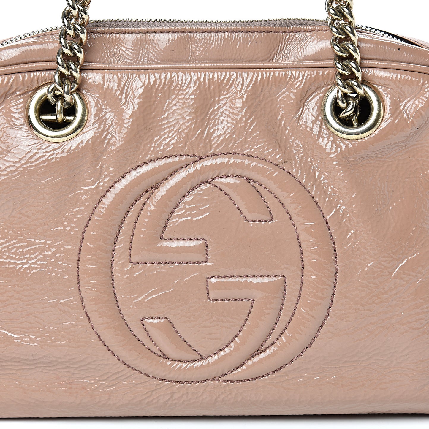 Soft Patent Small Soho Bowler Dark Cipria