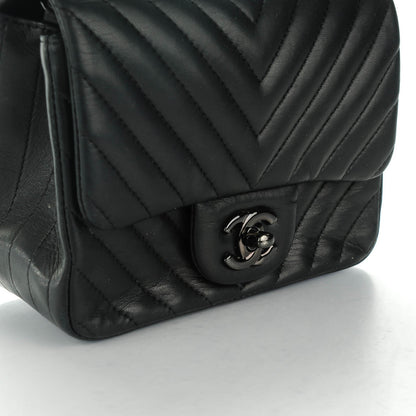 Chanel Lambskin Chevron Quilted Mini Square Flap So Black 9 of 9