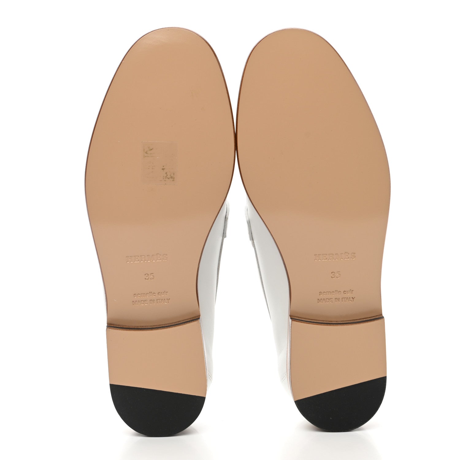 Hermes Calfskin Womens Destin Loafers 35 White 5 of 10