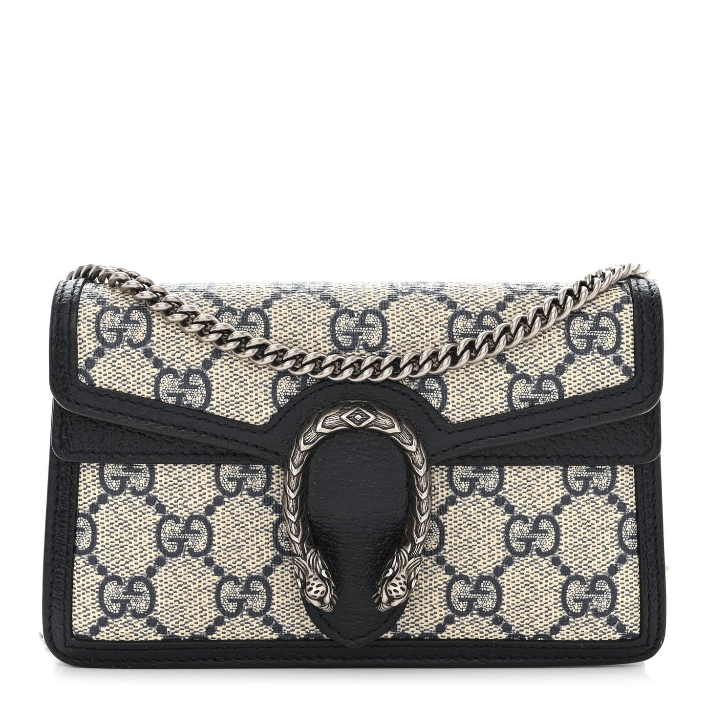 GG Supreme Monogram Textured Dollar Calfskin Super Mini Dionysus Shoulder Bag Beige Blue