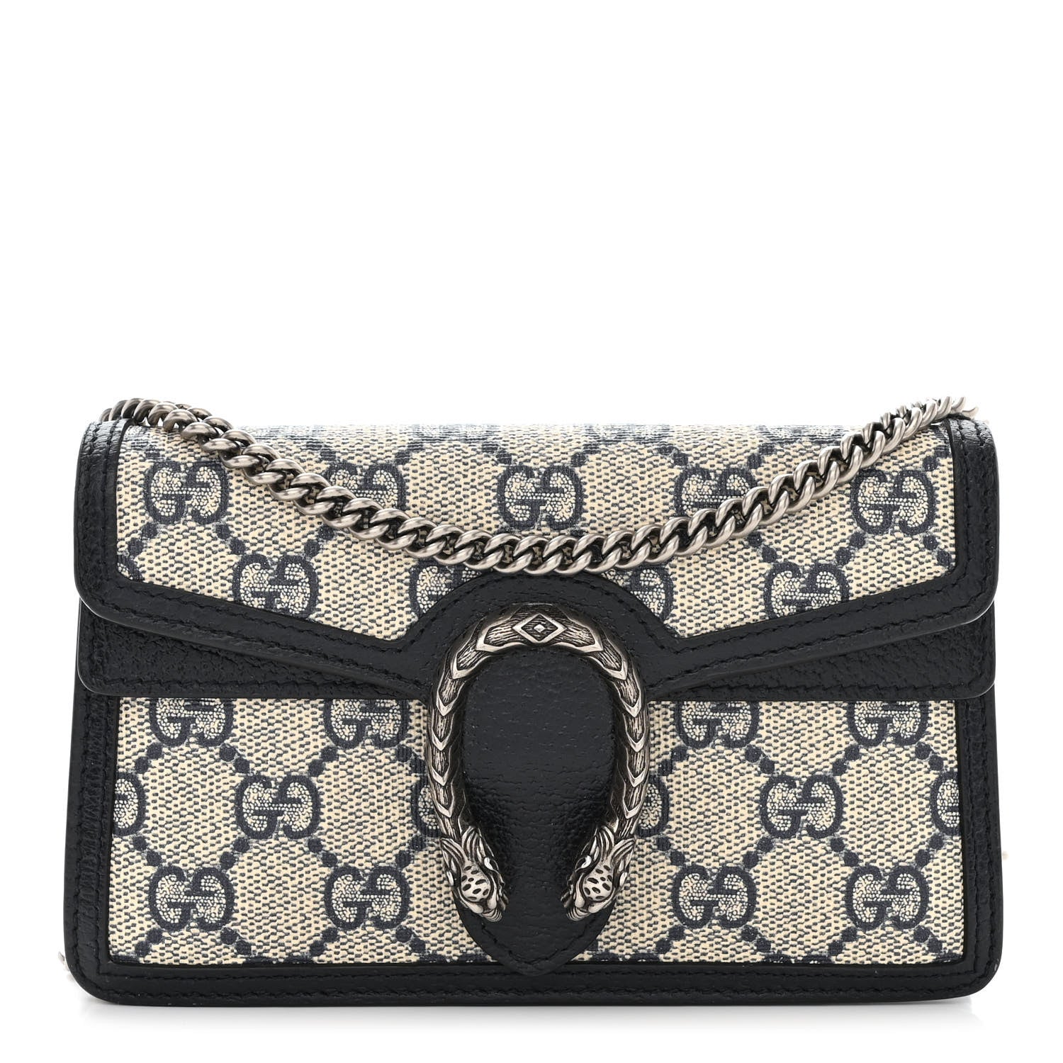 Gucci GG Supreme Monogram Textured Dollar Calfskin Super Mini Dionysus Shoulder Bag Beige Blue 1 of 11
