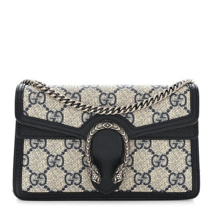 Gucci GG Supreme Monogram Textured Dollar Calfskin Super Mini Dionysus Shoulder Bag Beige Blue 1 of 11