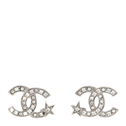 Chanel Crystal CC Starfall Earrings Silver 1 of 5