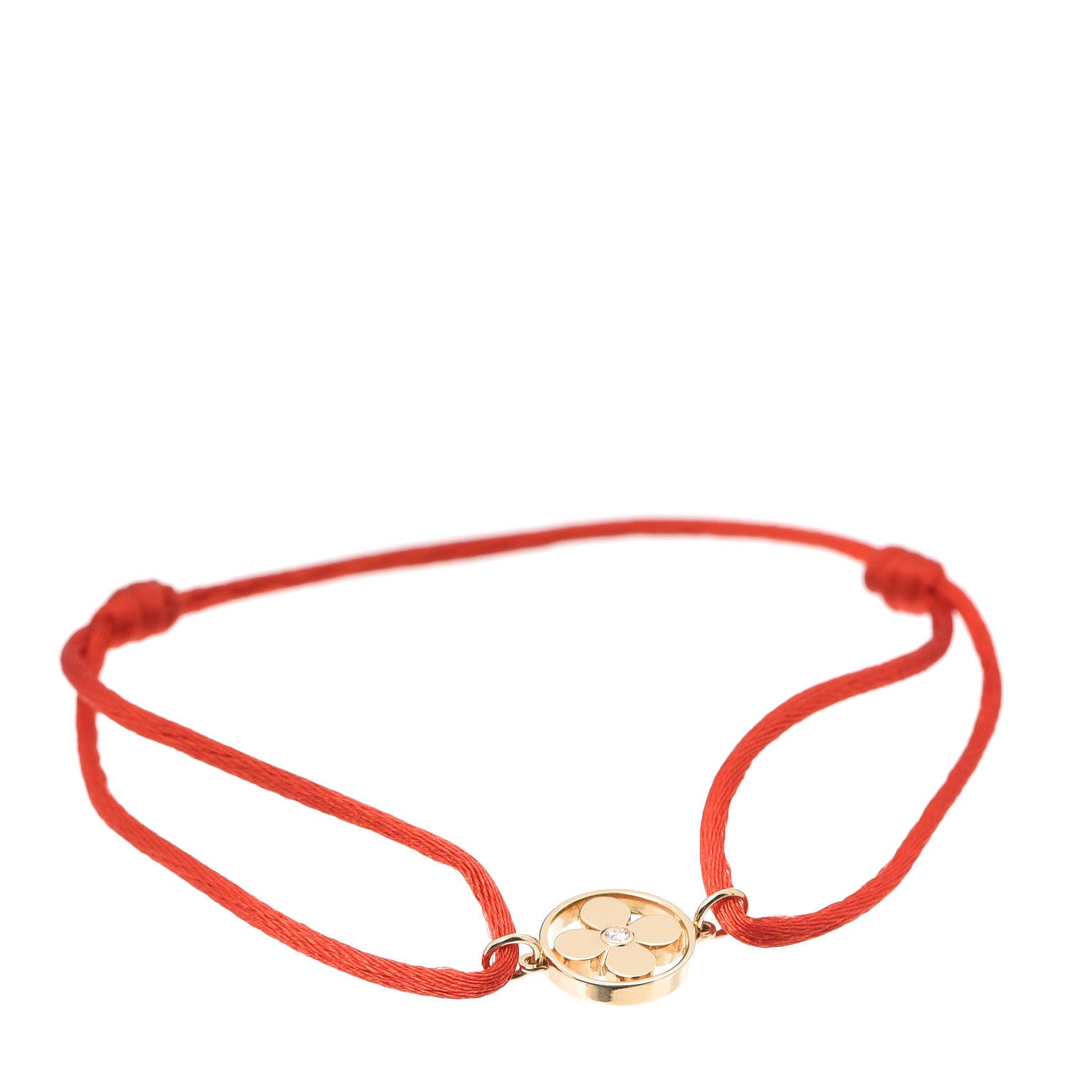 Louis Vuitton 18K Yellow Gold Diamond Silk Sun Idylle Cord Bracelet Red 1 of 5
