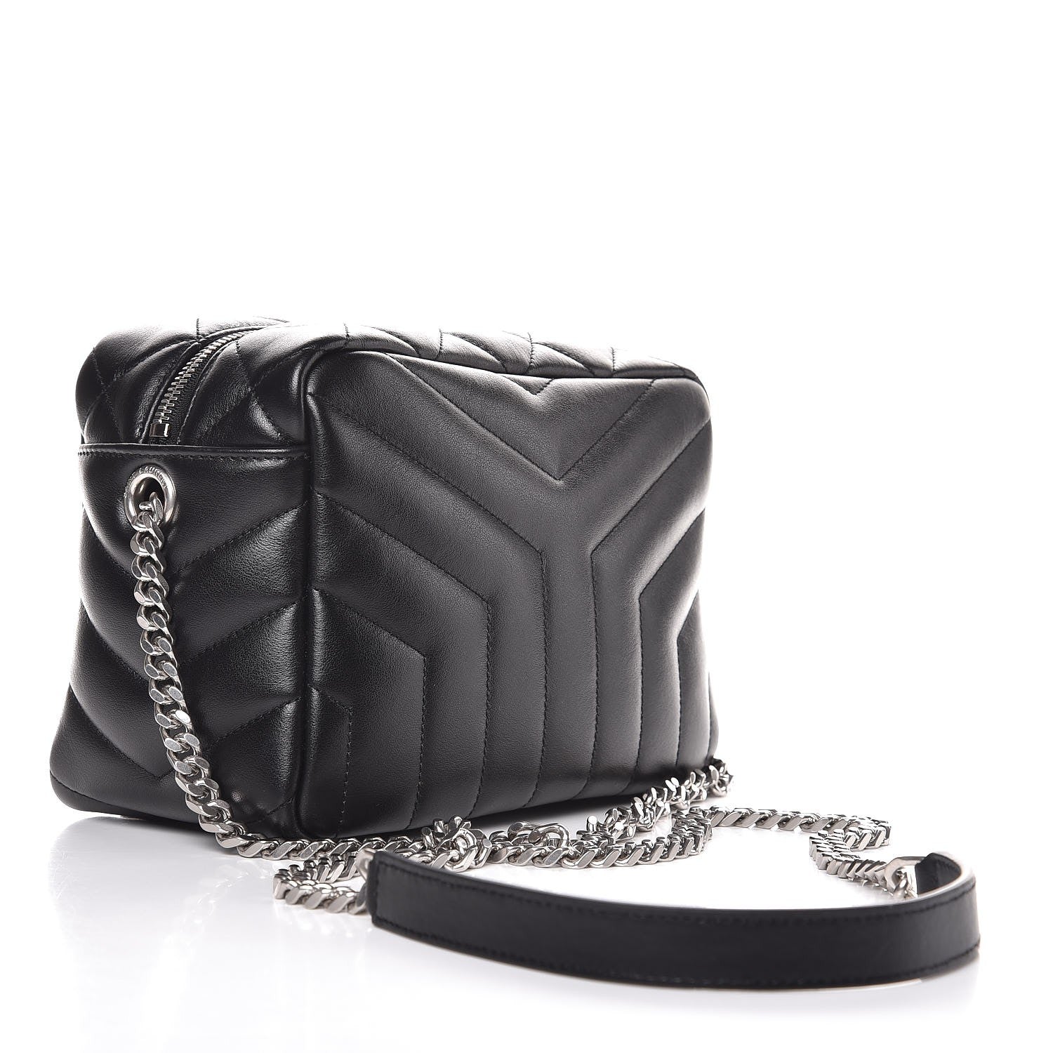 Saint Laurent Calfskin Y Quilted Monogram Small Loulou Bowling Bag Black 3 of 7