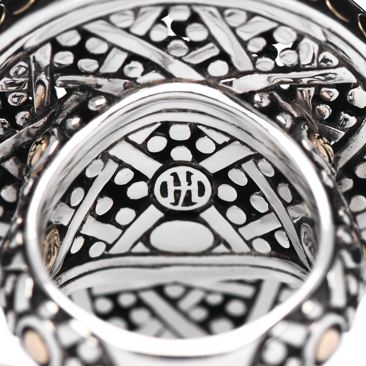 John Hardy Sterling Silver 18K Yellow Gold Jaisalmer Dot Ring 54 7 5 of 6