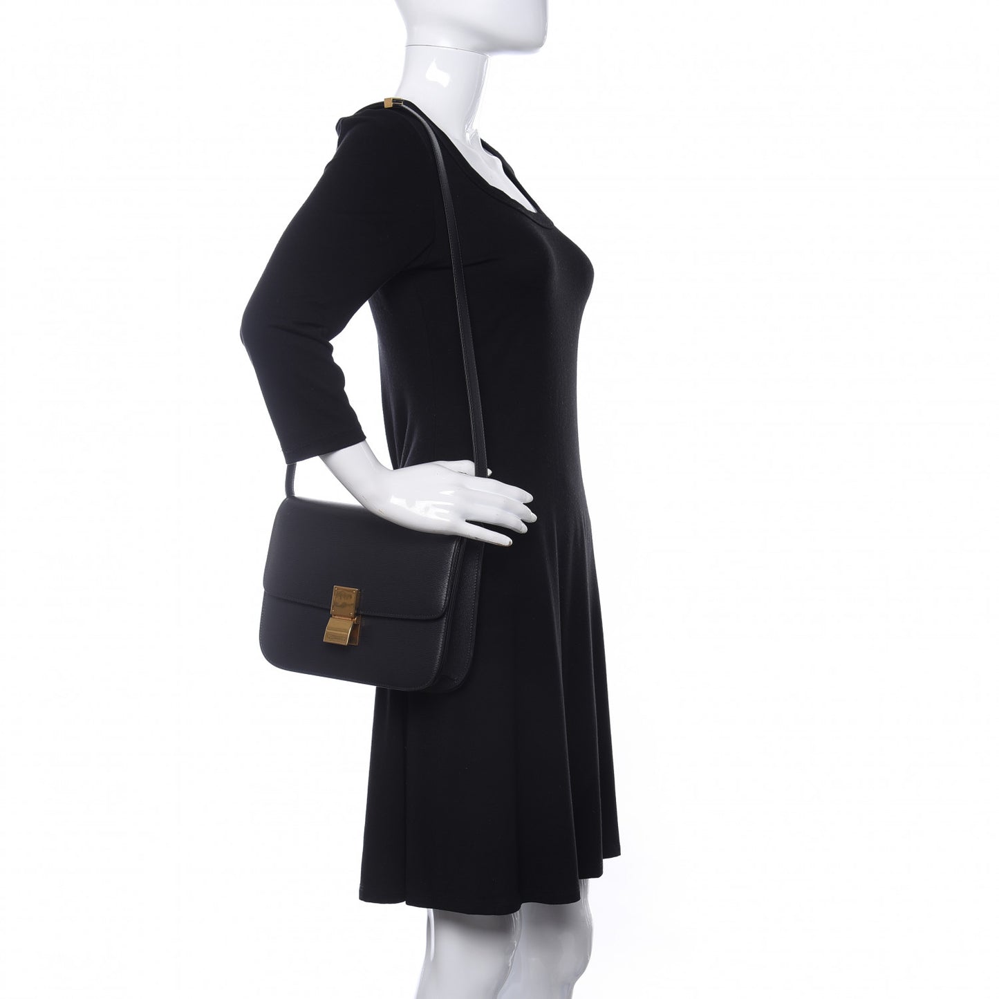 Liege Calfskin Medium Classic Box Flap Bag Black