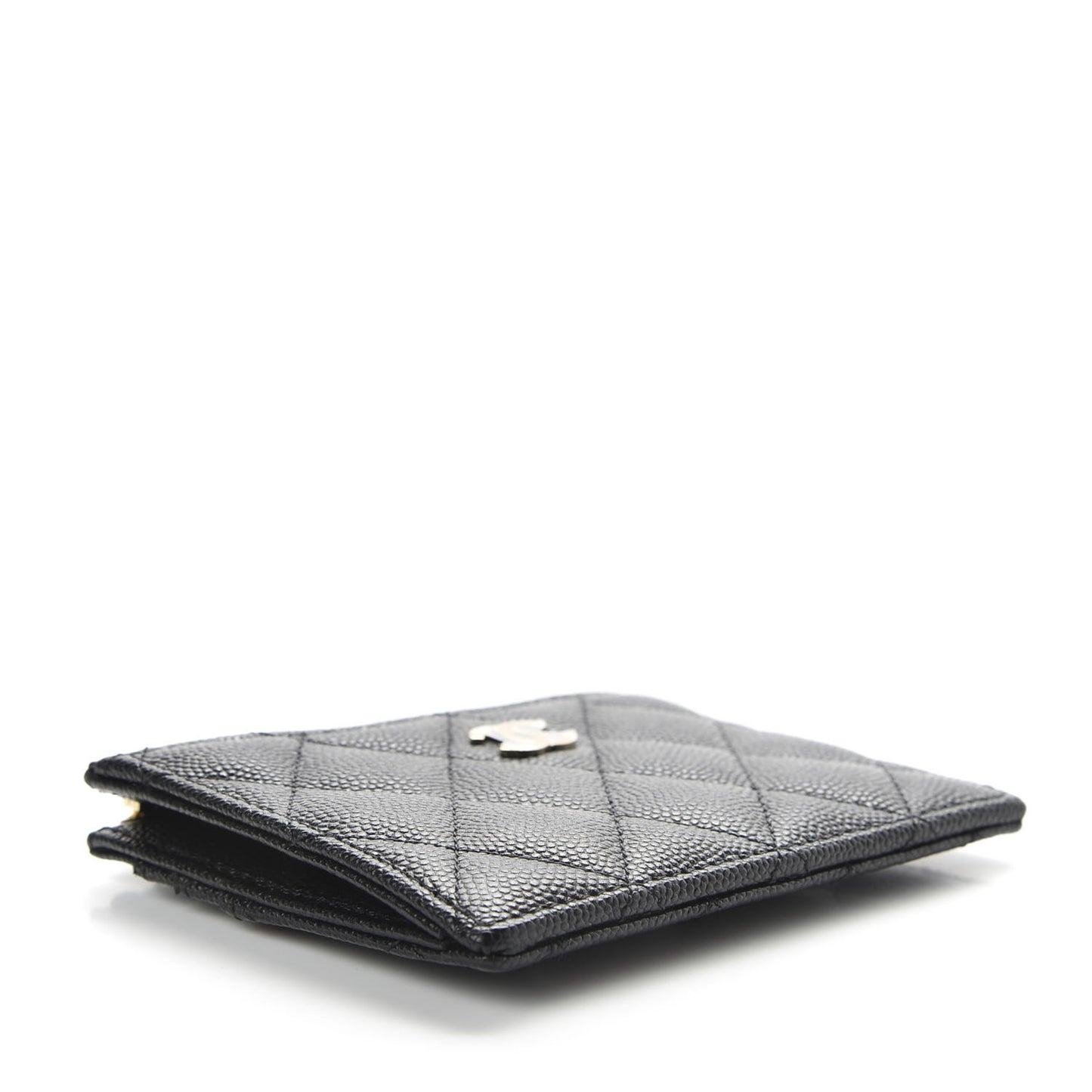 Caviar Quilted CC Zip Card Holder Black
