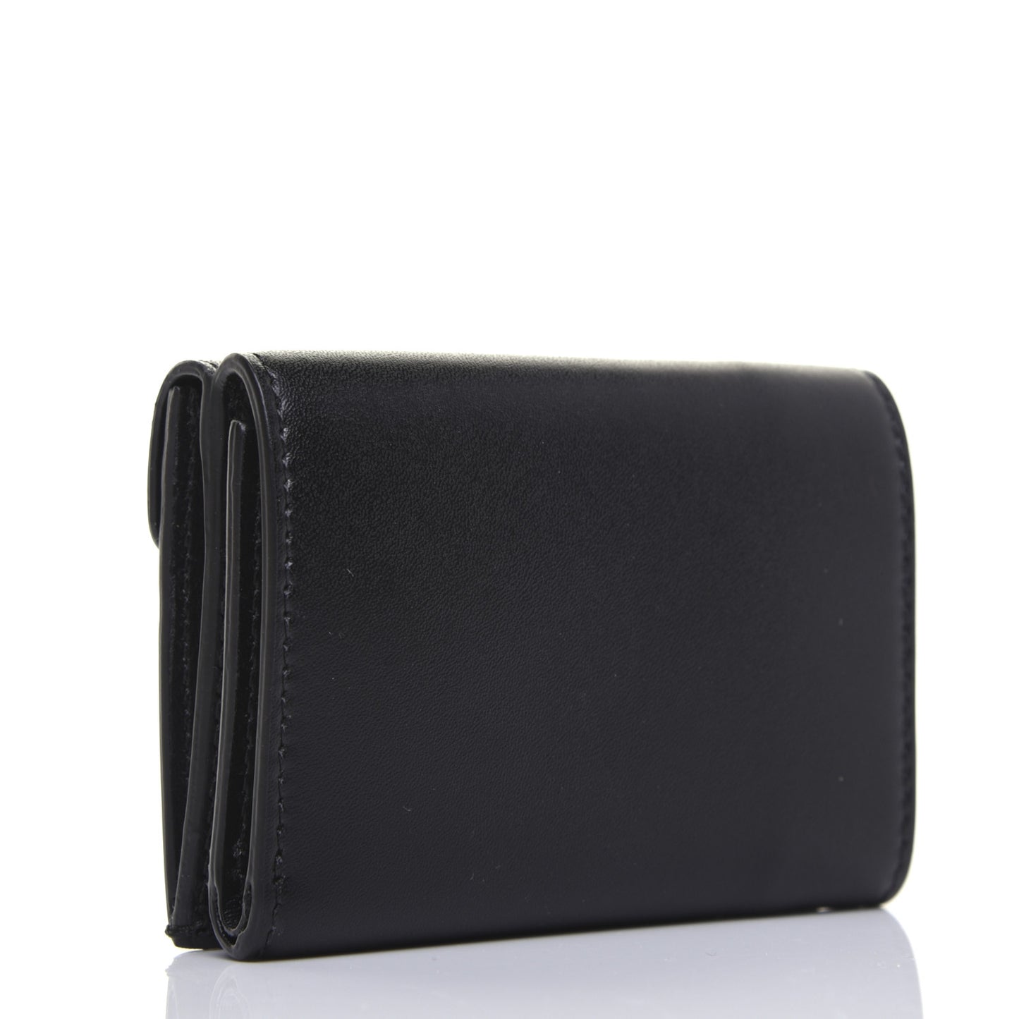 Vitello Liberty F is Fendi Bi-Color FF 1974 Embossed Micro Tri-Fold Envelope Wallet Maya Black