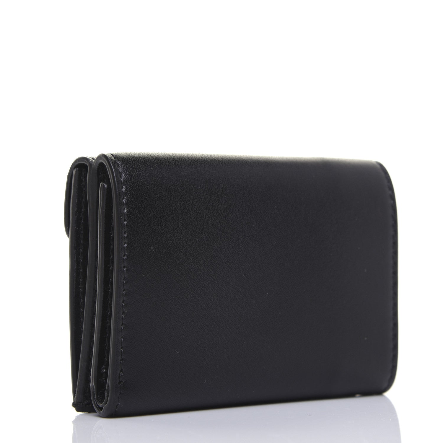Fendi Vitello Liberty F is Fendi Bi-Color FF 1974 Embossed Micro Tri-Fold Envelope Wallet Maya Black 3 of 13