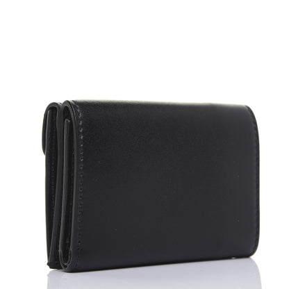 Fendi Vitello Liberty F is Fendi Bi-Color FF 1974 Embossed Micro Tri-Fold Envelope Wallet Maya Black 3 of 13