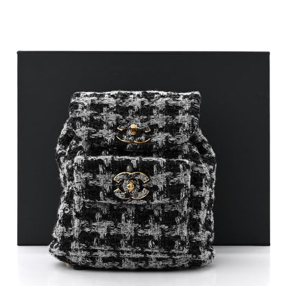 Chanel Wool Tweed Elegant Backpack Black Grey 13 of 13