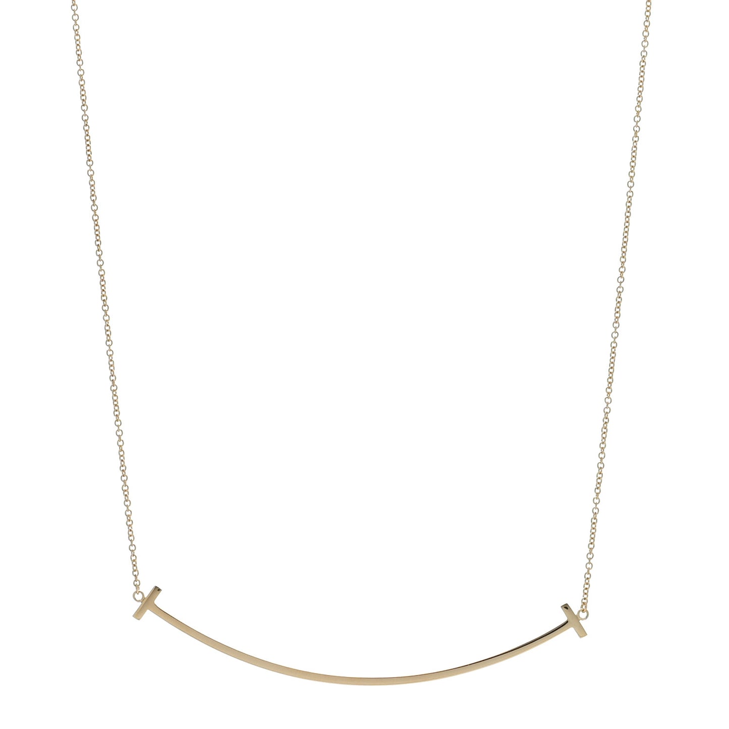 18K Yellow Gold Large T Smile Pendant Necklace