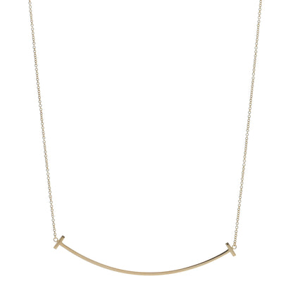 Tiffany 18K Yellow Gold Large T Smile Pendant Necklace 1 of 5