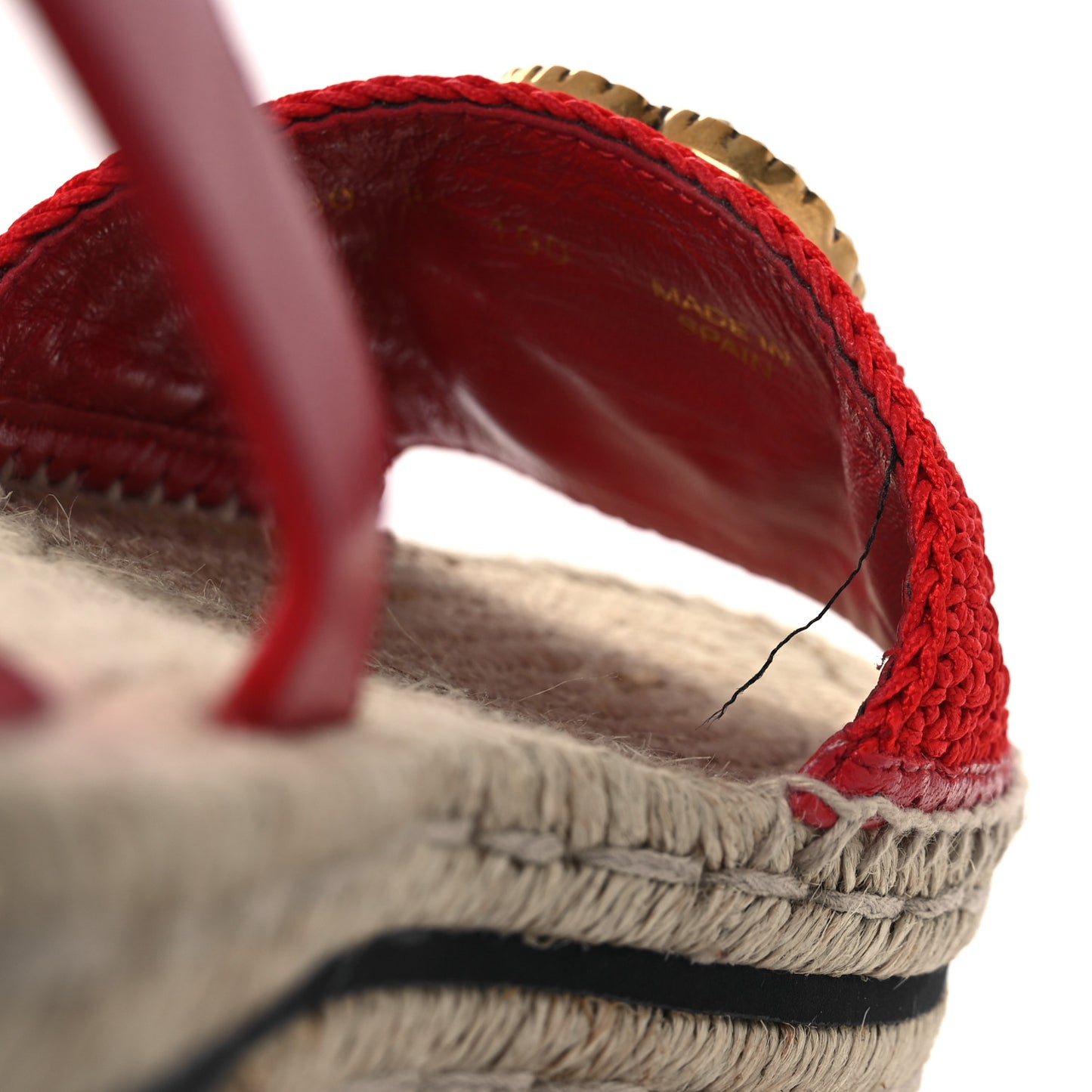 Cotton Malaga Kid Crochet Pearly GG Lilibeth Espadrille Platform Sandals 39 Hibiscus Red