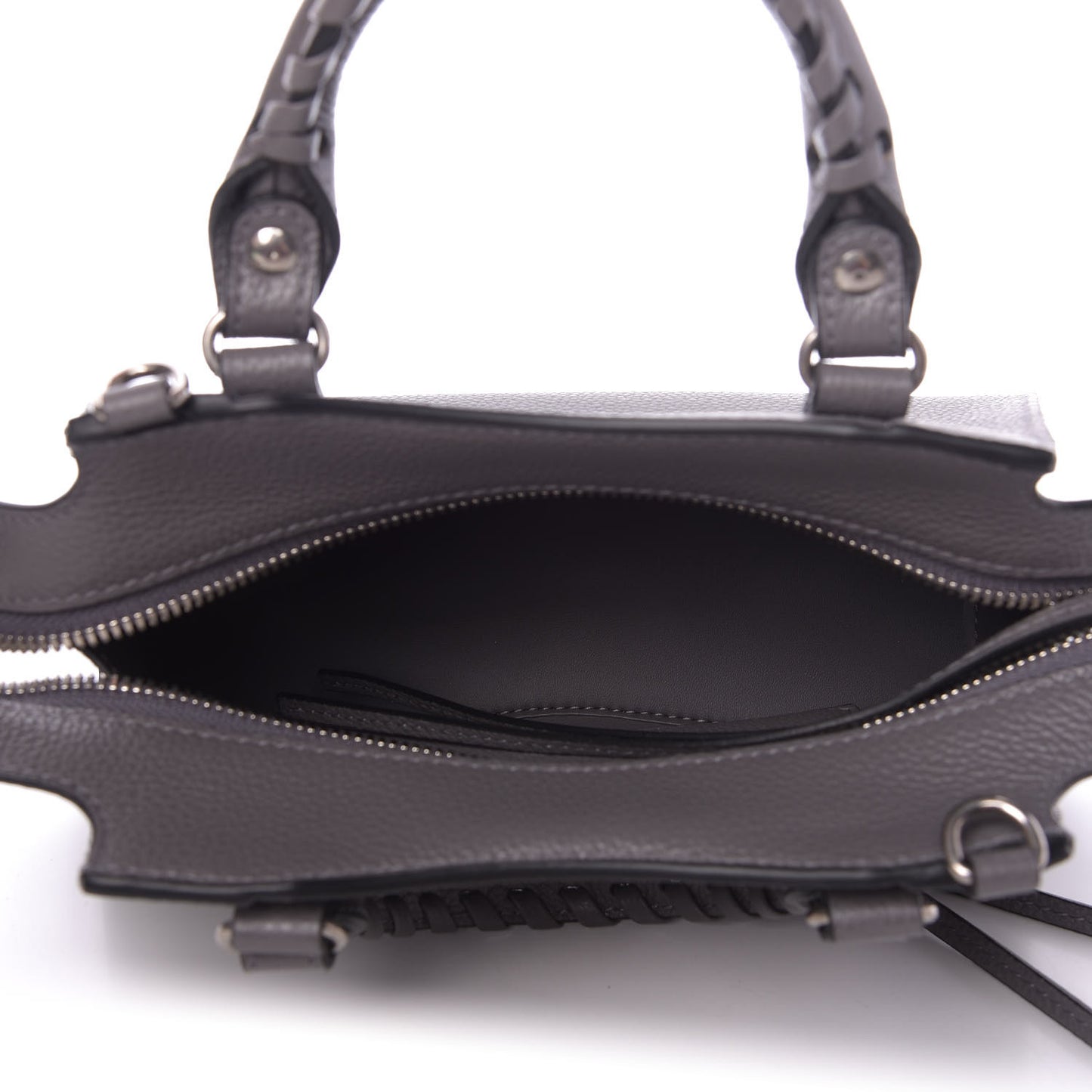 Grained Calfskin Neo Classic Silver Hardware Mini City Dark Grey