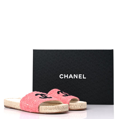 Chanel Tweed Grosgrain CC Mule Slide 40 Pink Black 10 of 10