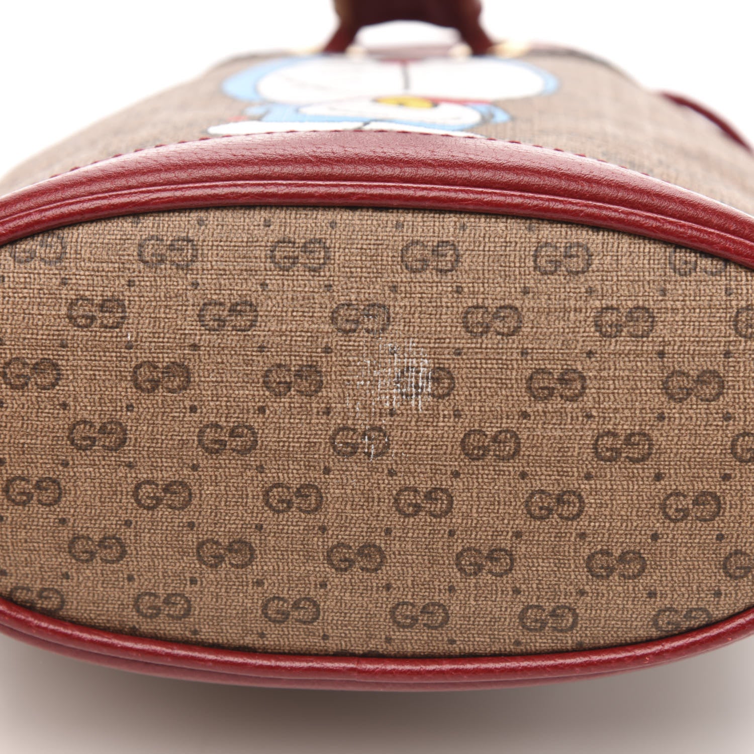 Gucci X DORAEMON Mini Vintage GG Supreme Monogram Textured Dollar Calfskin Mini Bucket Bag Beige Ebony Multicolor New Cherry Red 10 of 12