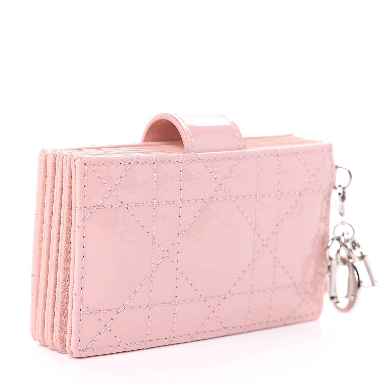 Christian Dior Patent Cannage Lady Dior 5-Gusset Card Holder Pink 3 of 9