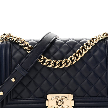 Chanel Lambskin Quilted Medium Boy Flap Dark Blue 8 of 12